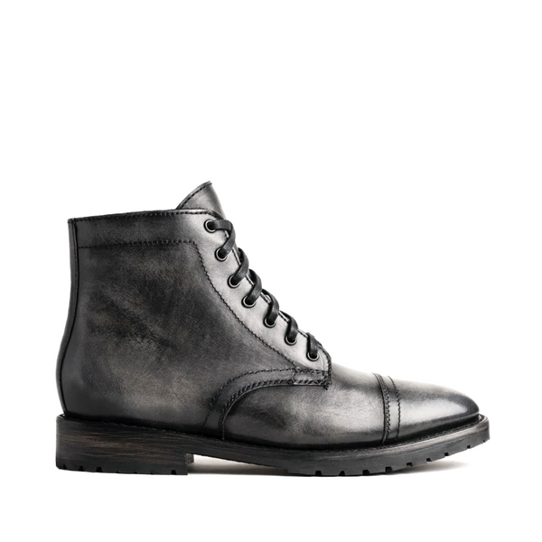 Classic Leather Cap Toe Lace Up Vintage Ankle Boots