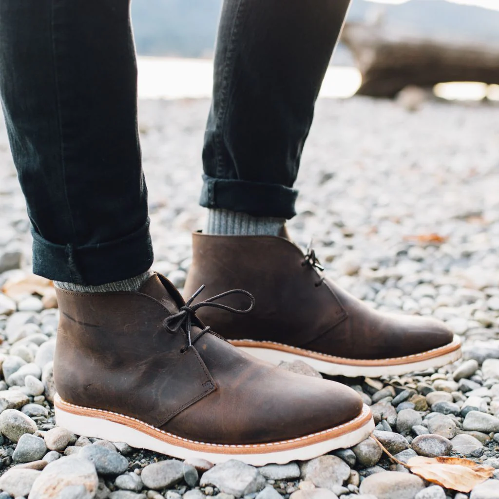 Leather Lace-Up Chukka Boots For Men