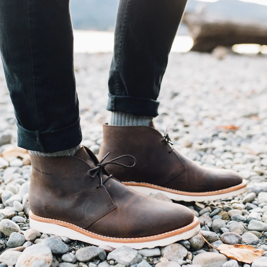 Leather Lace Up Chukka Boots For Men