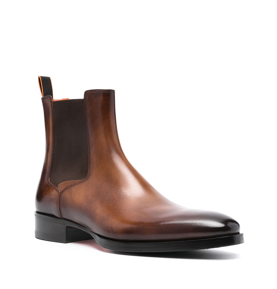 Tobacco leather Chelsea boots