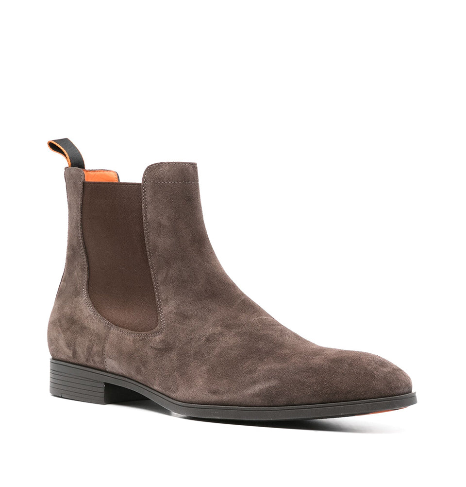 Brown Strip Suede Chelsea Boots