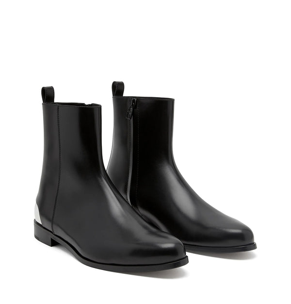 Metal Heel leather boots