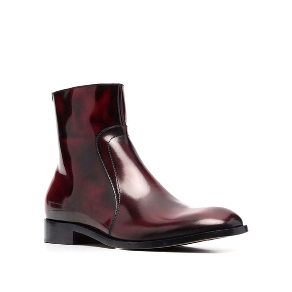 Waxed Leather Ankle Boots
