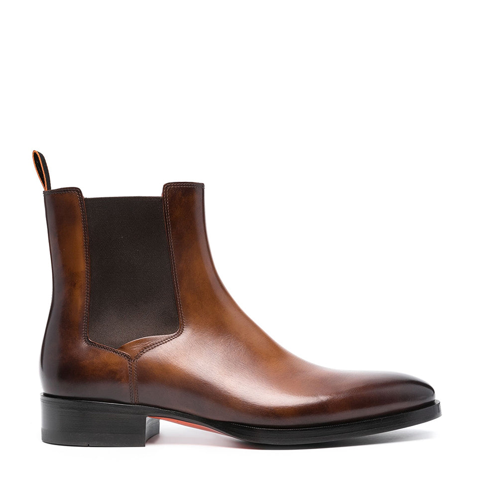 Tobacco leather Chelsea boots