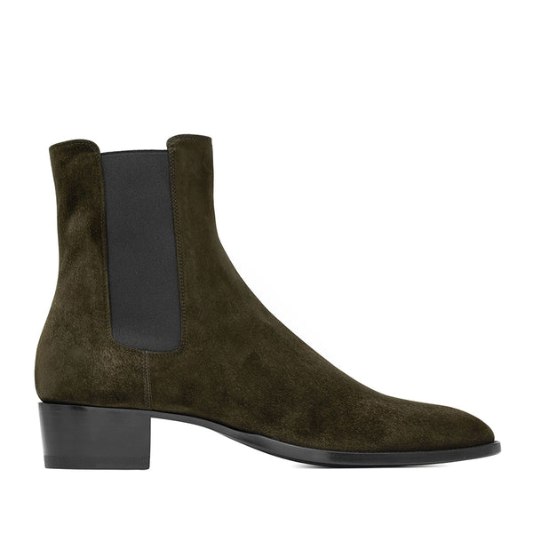 Olive leather Ankle Boots
