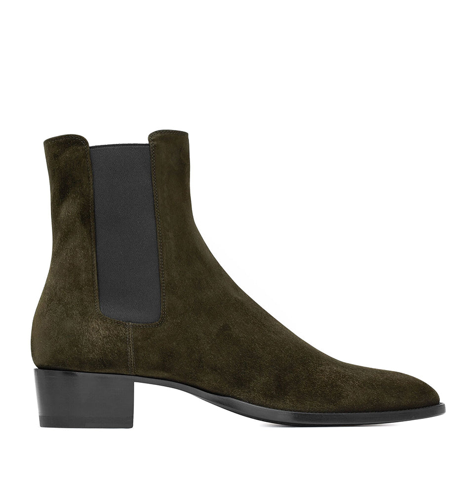 Olive leather Ankle Boots