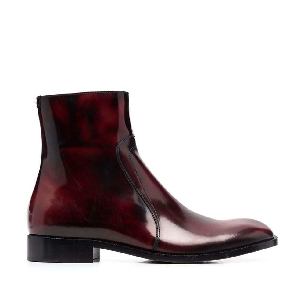 Waxed Leather Ankle Boots