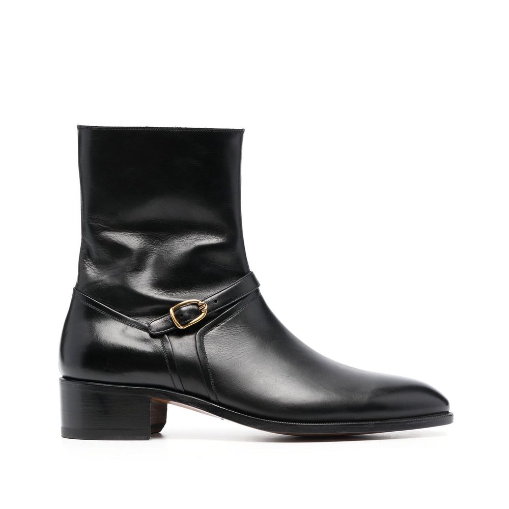Buckle-Embellished Ankle Boots