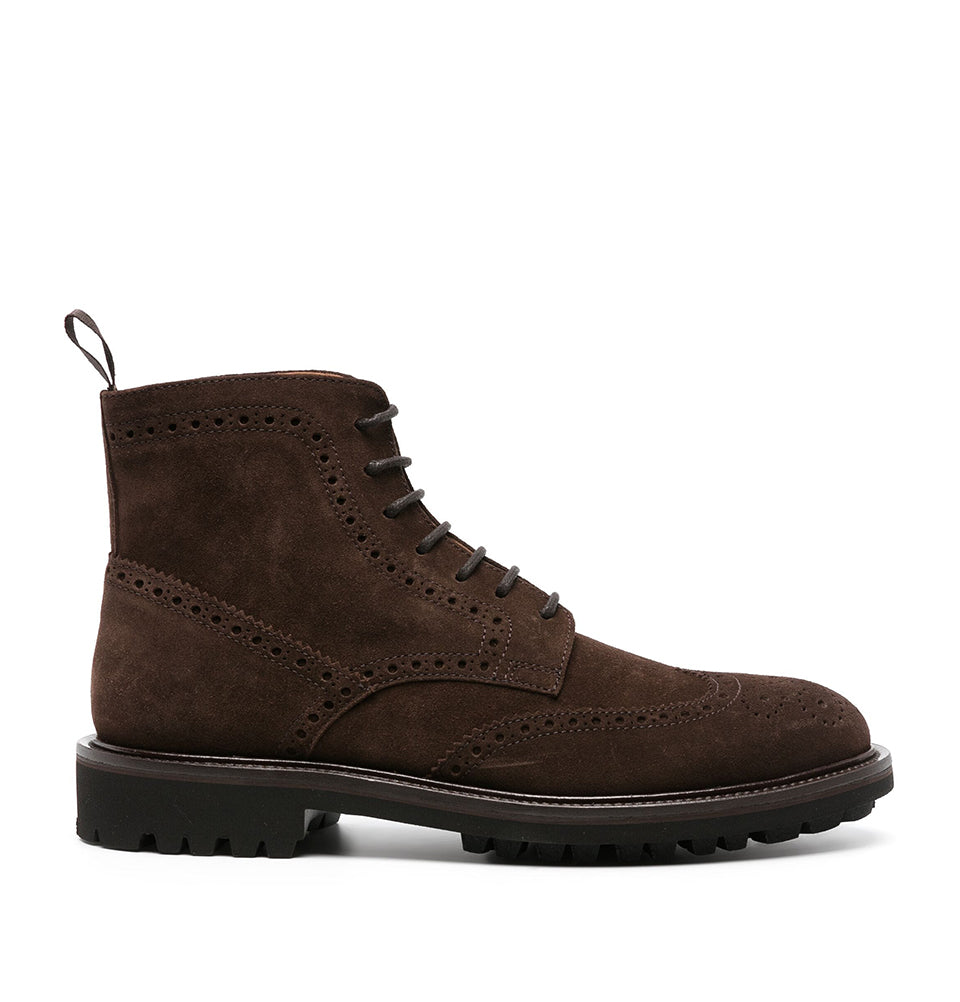 Brown Lace-up suede boots