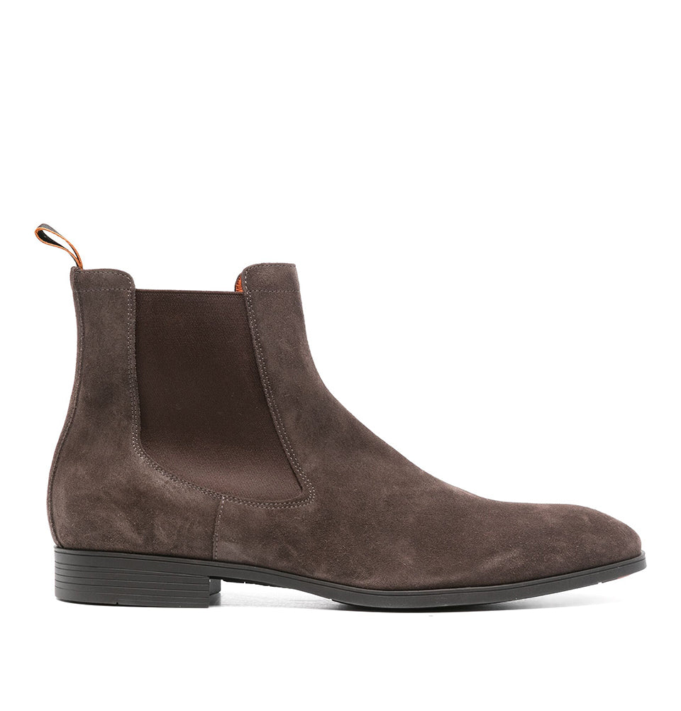 Brown Strip Suede Chelsea Boots