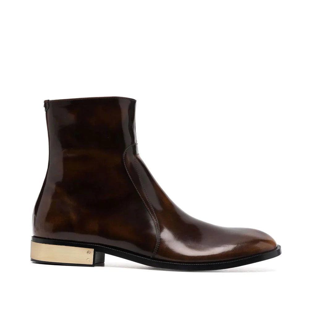 Waxed Leather Ankle Boots
