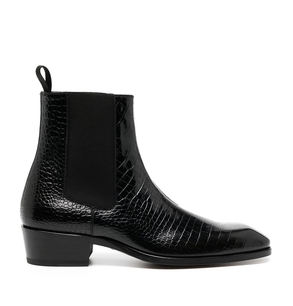 Croco Textured Leather Men's Boots