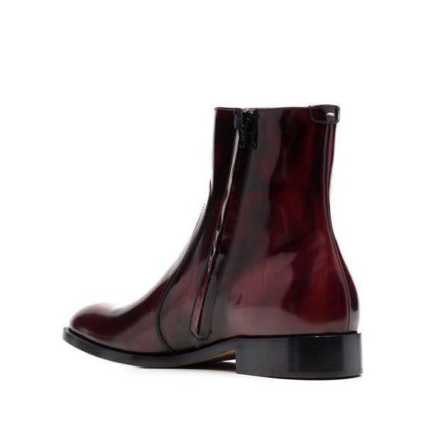 Waxed Leather Ankle Boots