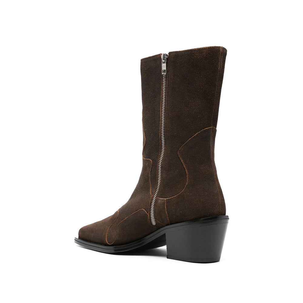 Zip up Suede Cowboy Boots