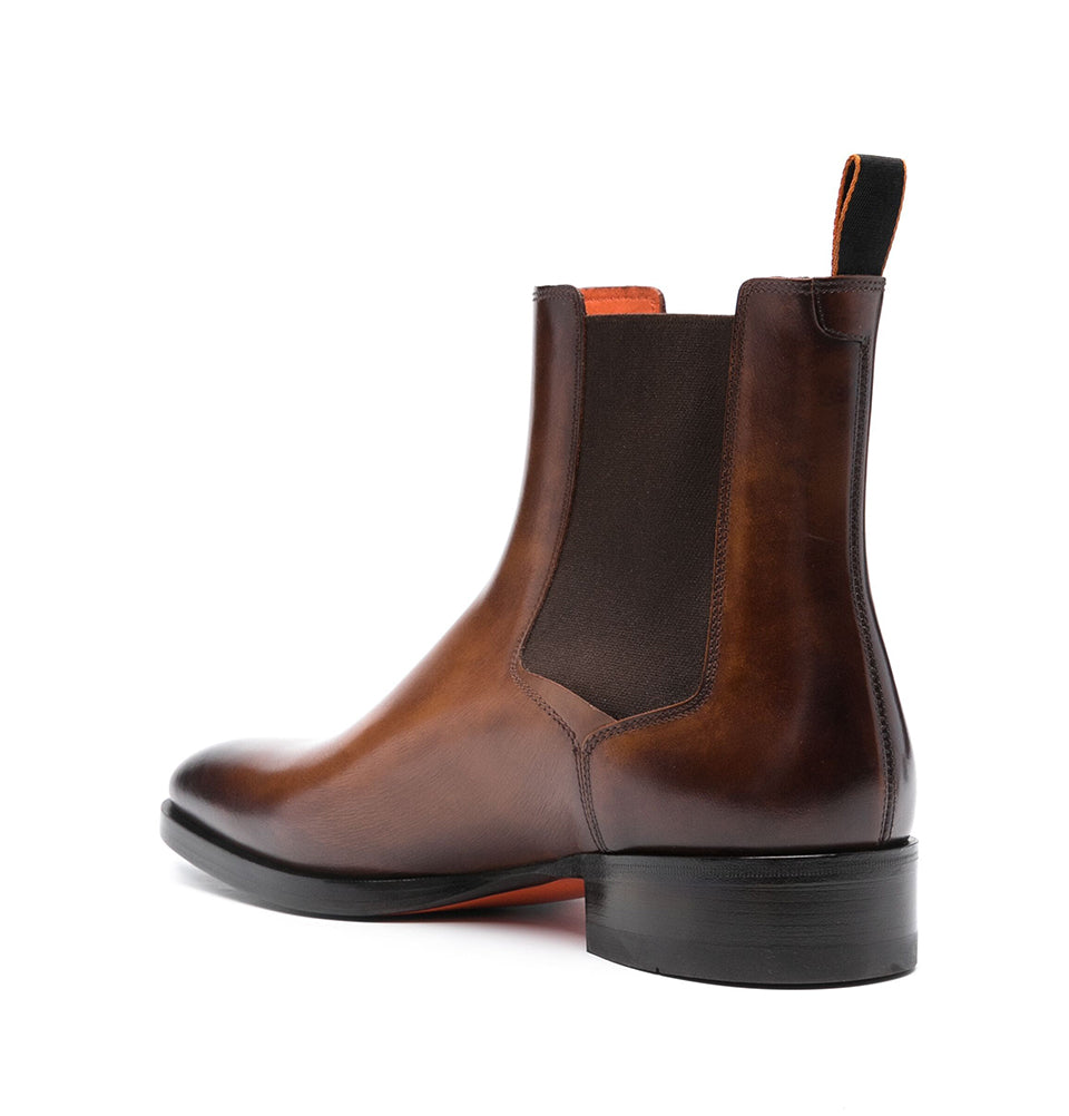 Tobacco leather Chelsea boots