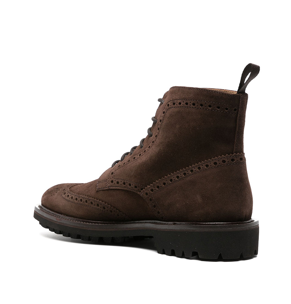 Brown Lace-up suede boots