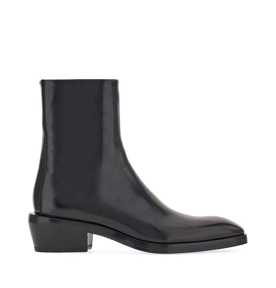 Squared-toe leather Ankle Boots