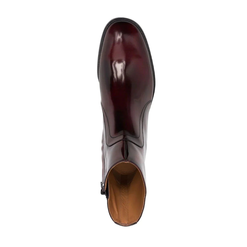 Waxed Leather Ankle Boots