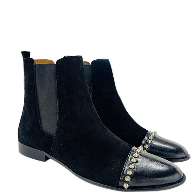 Double Leather Studded Boots
