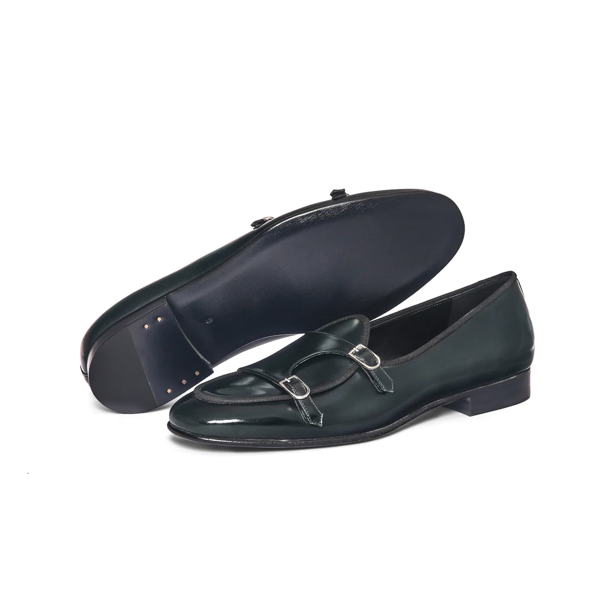 Classic Leather Double Monk Strap Shoes