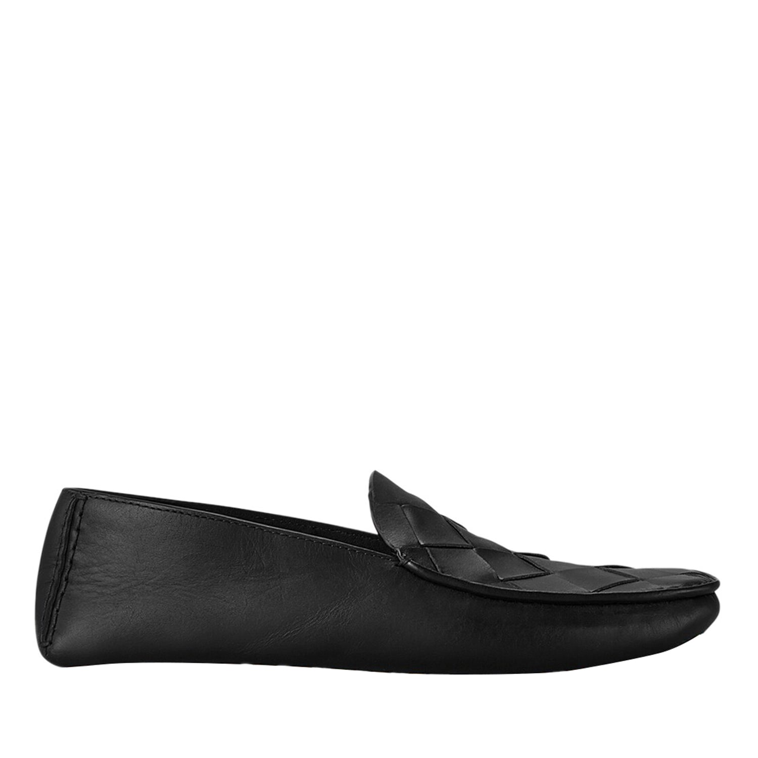 Black Woven Leather Loafers