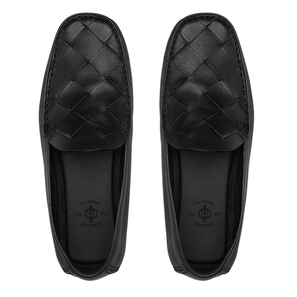 Woven Leather Loafers For Men