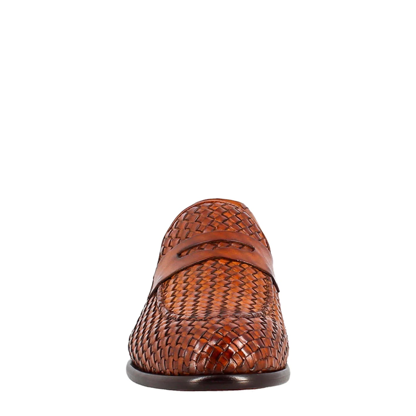 Brown Moccasin in Woven Grain Leather