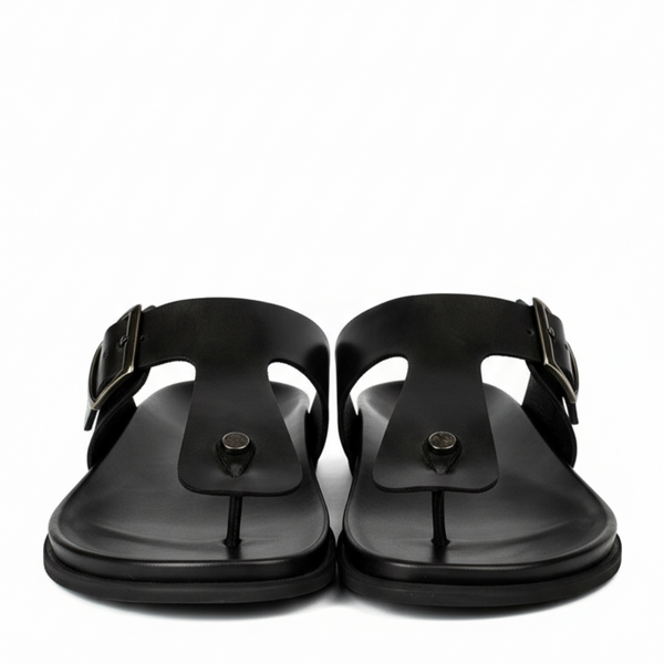 Men Slip On Leather Buckle Sandal