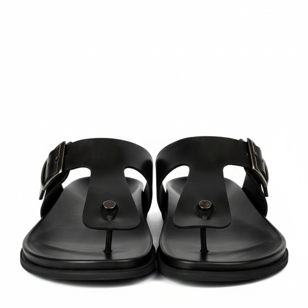 Men Slip On Leather Buckle Sandal