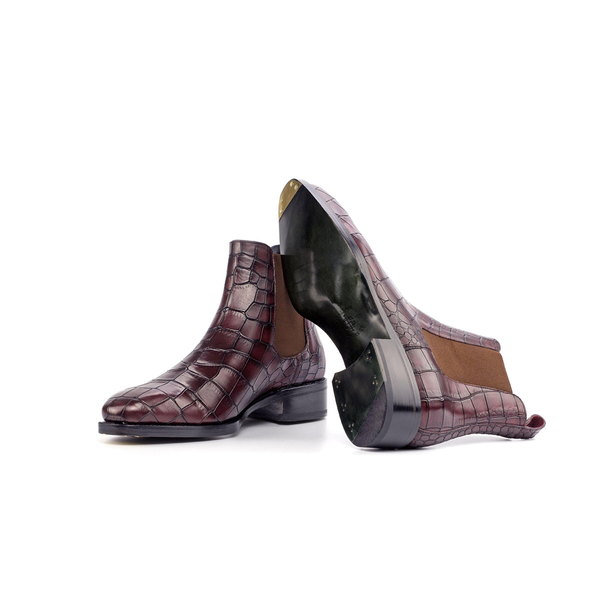 Lanfranco Chelsea Python Boots - Burgundy