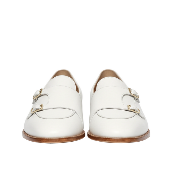 Valerio Double Monk Strap Shoes - White