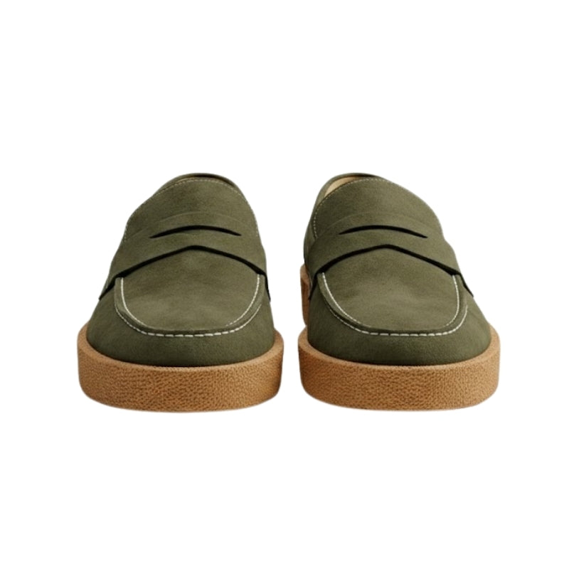 Rustic Crepe Sole Penny Loafers