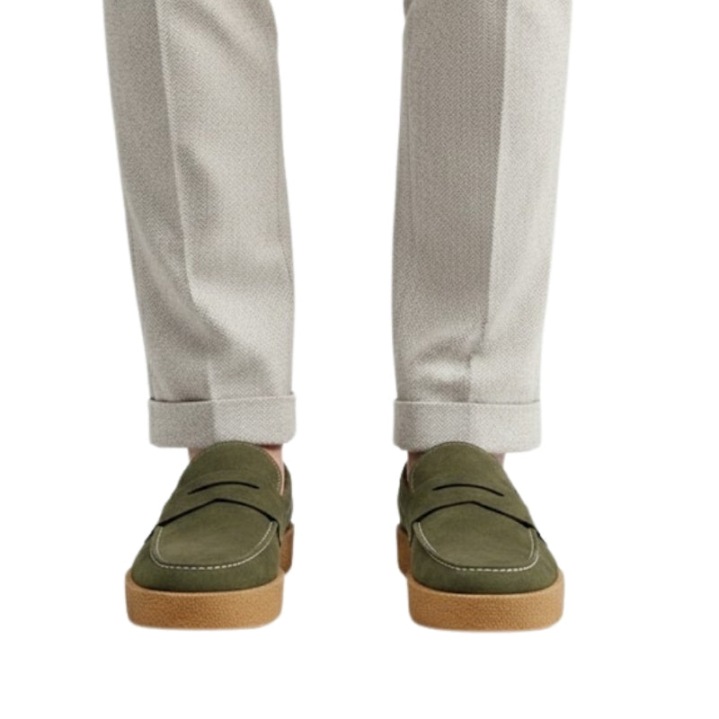 Rustic Crepe Sole Penny Loafers