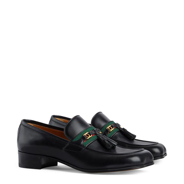 Leather Web Detailed Loafers