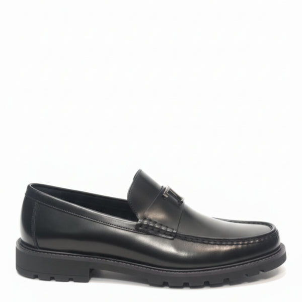 Pure Solid Leather Buckled Timeless Loafers