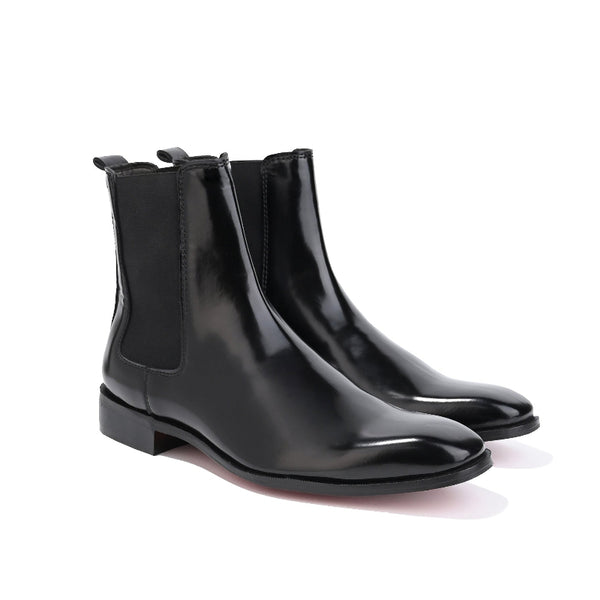 Coal Leather High Ankle Boots