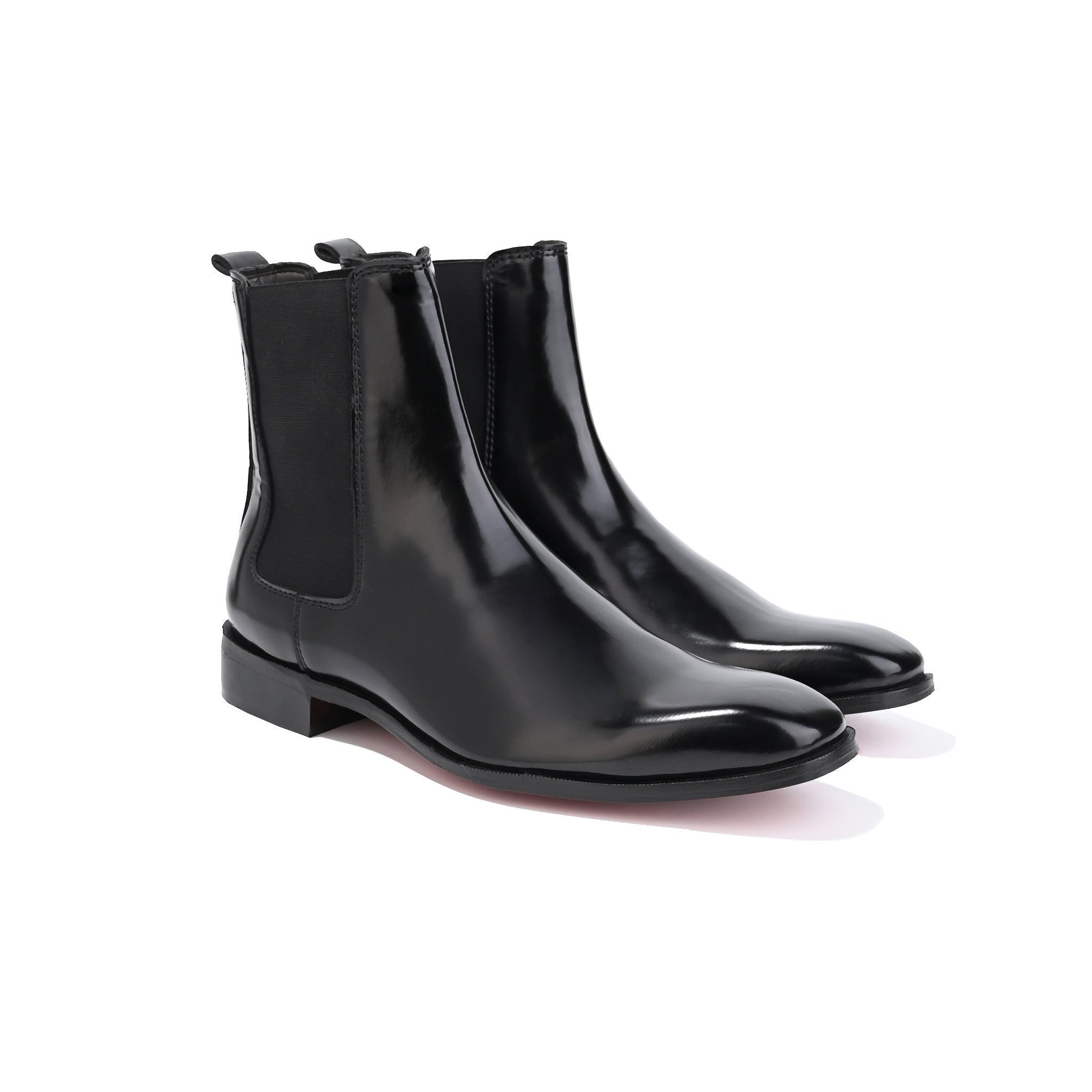 Coal Black Leather High Ankle Boots