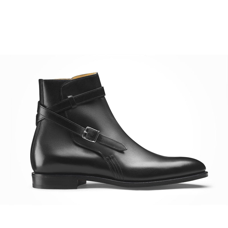 Cross Strap Leather Ankle Boots