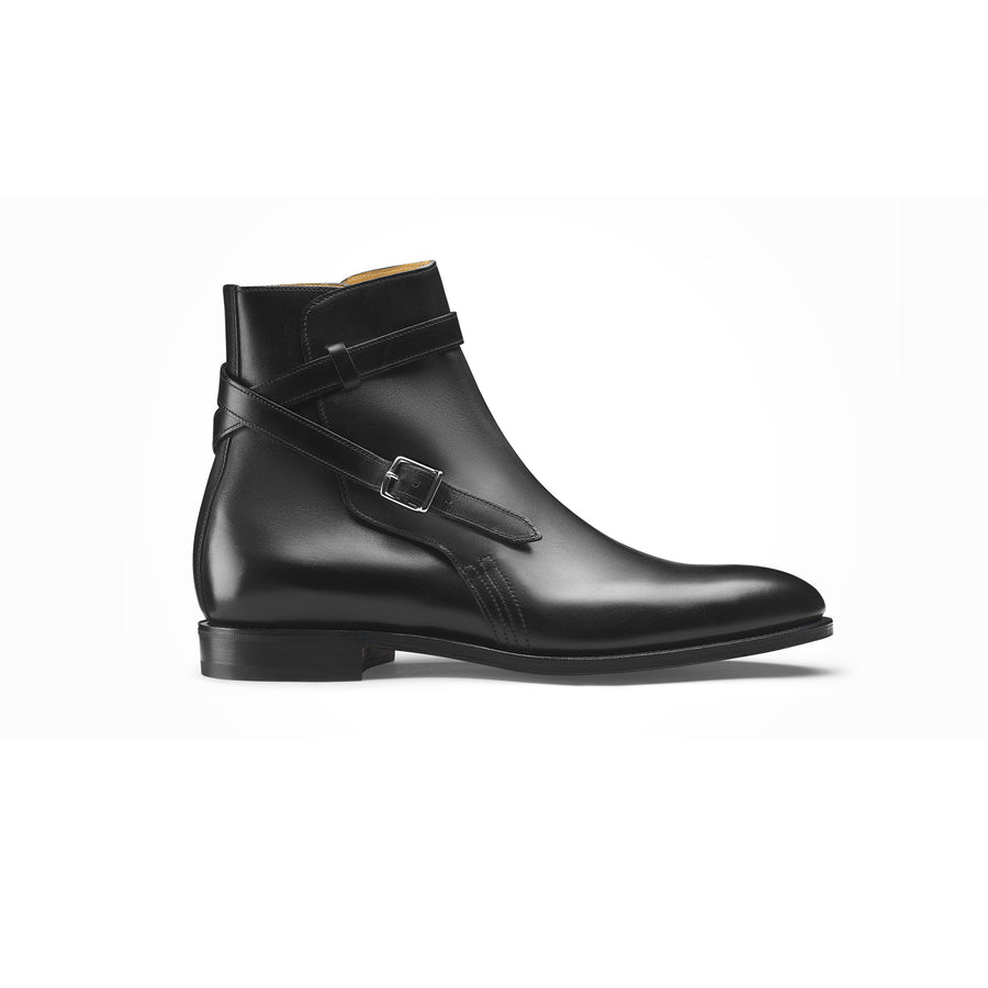 Cross-Strap Leather Ankle Boots