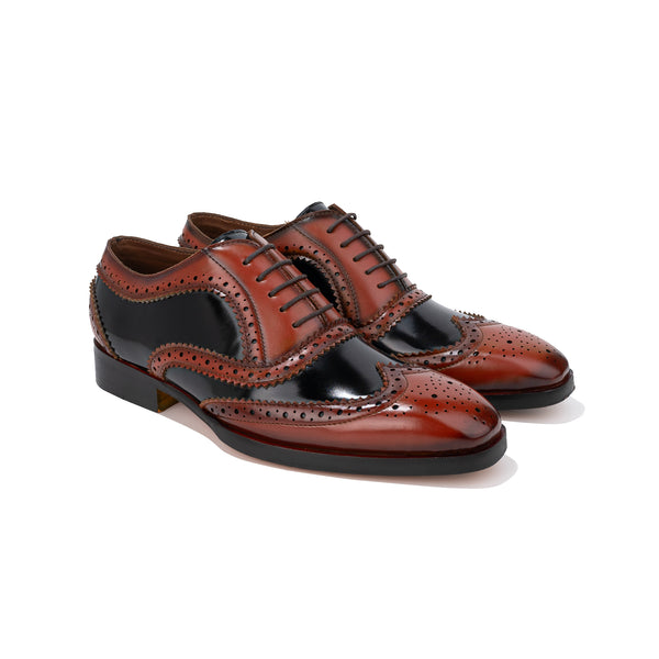 Mahogany Brogue Lace Up Leather Men s Shoes