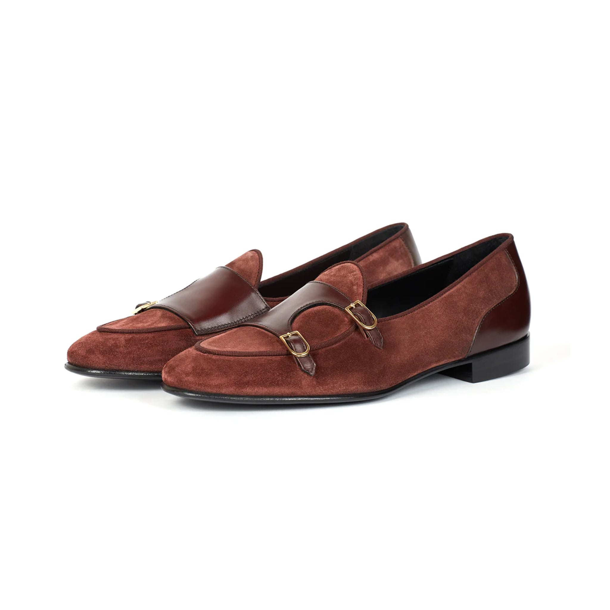 Metallic Copper Double Monk Strap Shoes