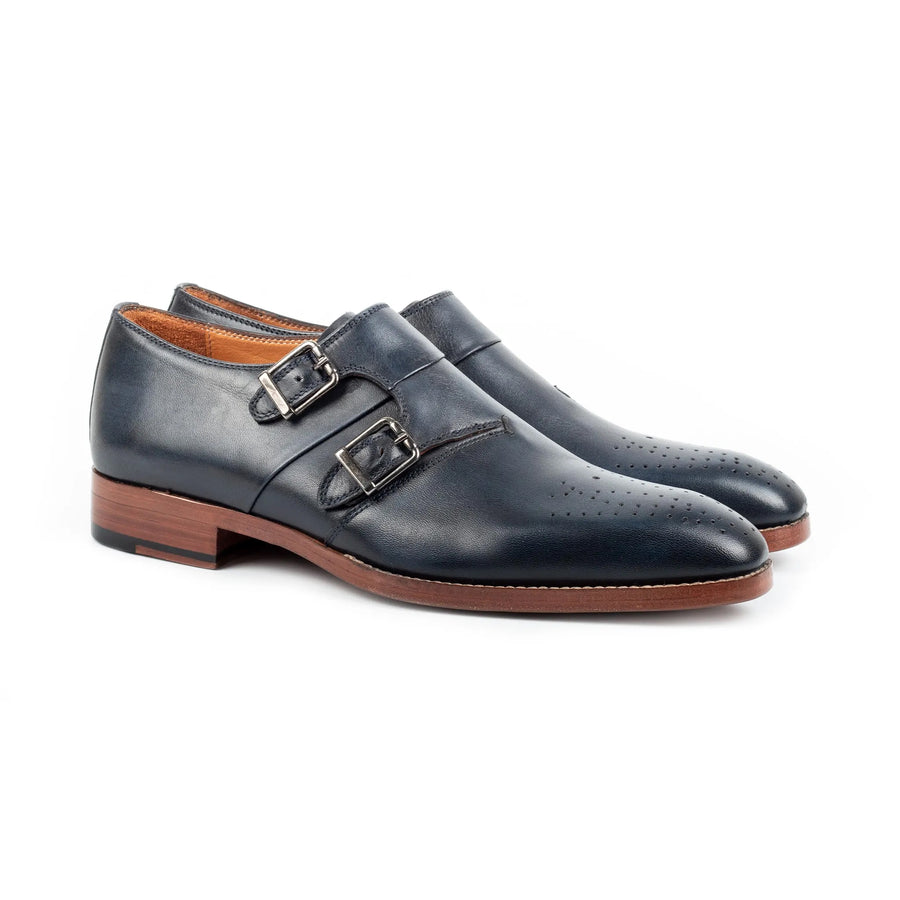 Midnight Genuine Leather Double Monk Strap Men s Shoes