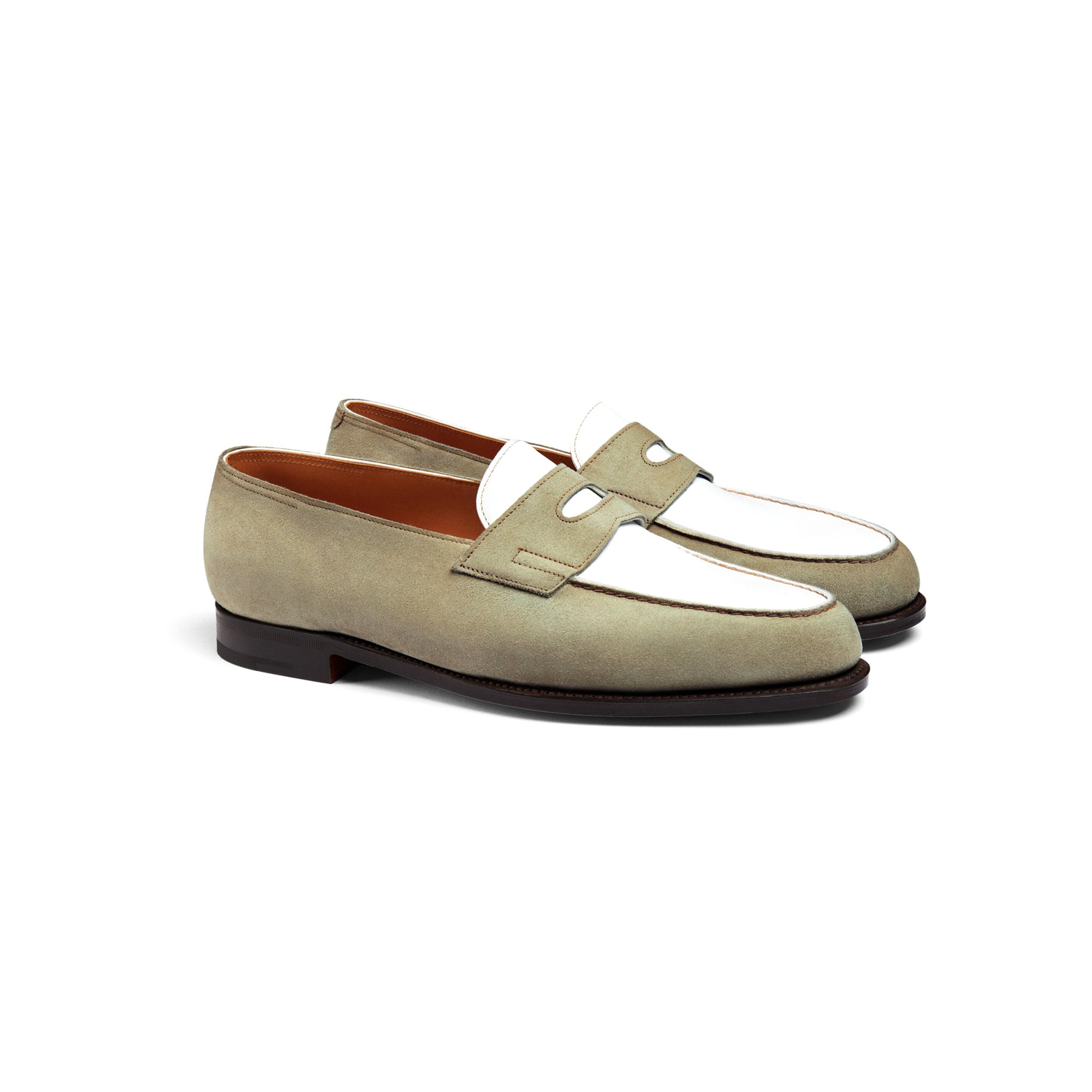 Olive White Premium Penny Loafers
