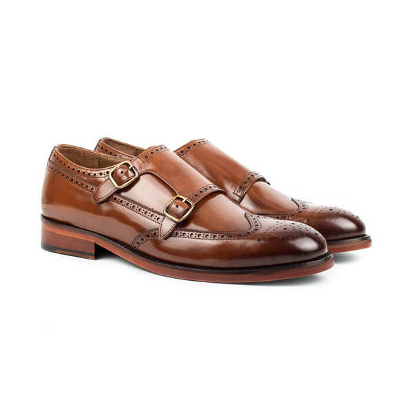 Tan Double Monk Strap Men s Shoes