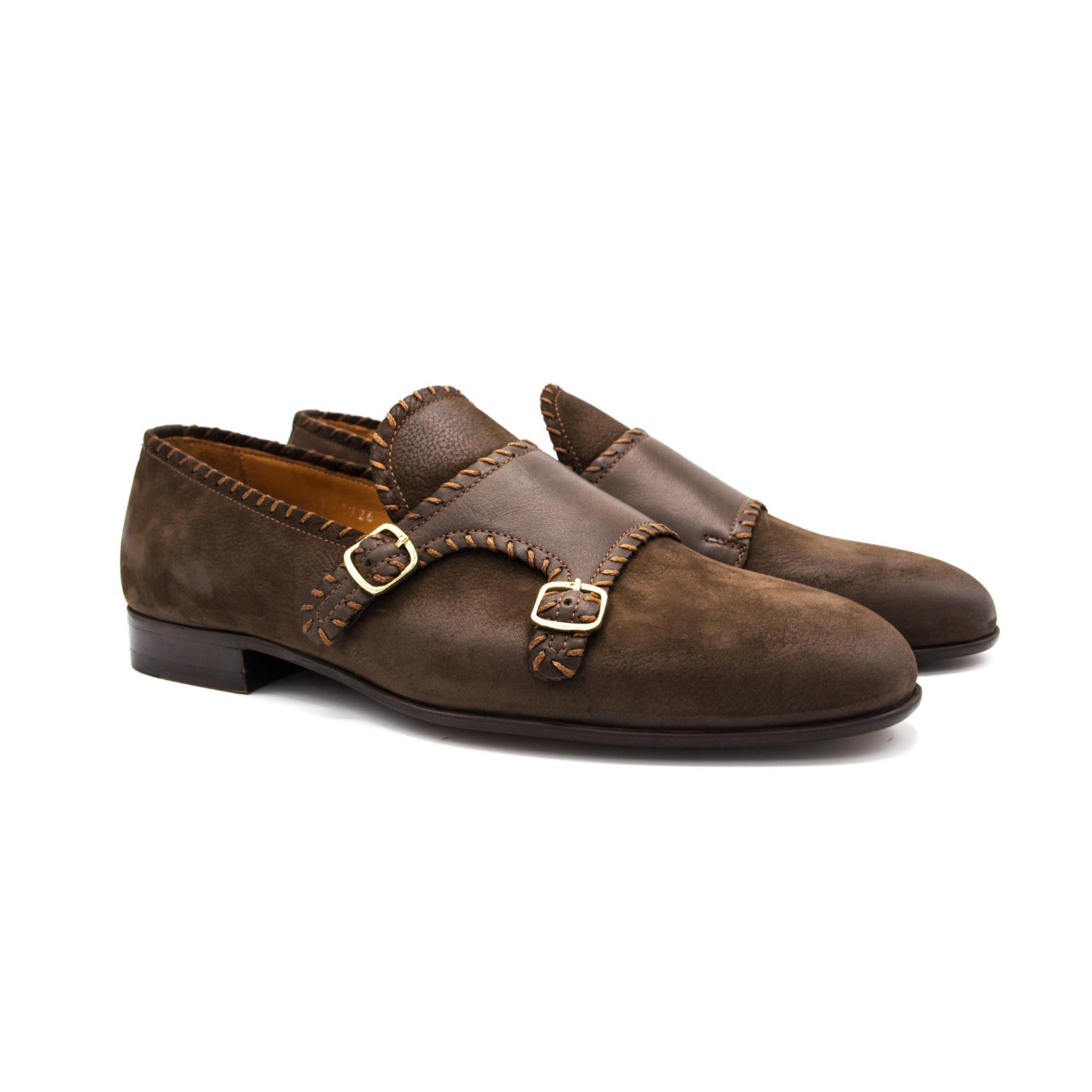 Woody Brown Double Monk Strap Men's Shoes