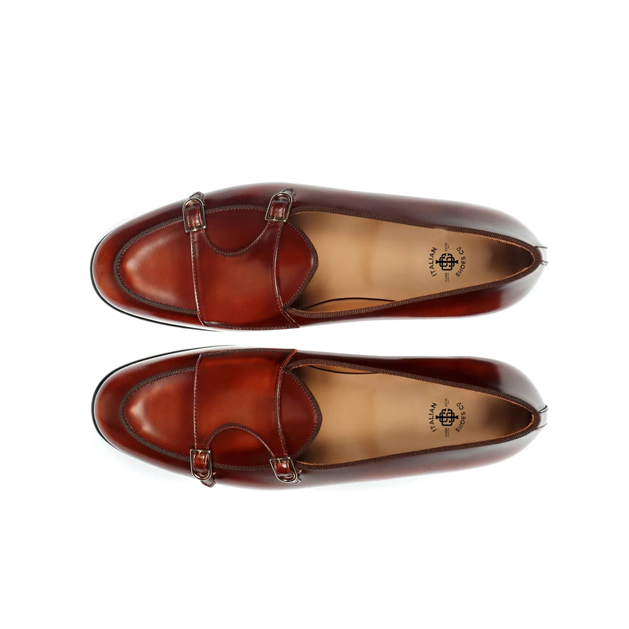 Vivid Auburn Double Monk Strap Shoes