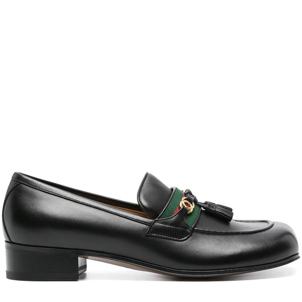 Leather Web Detailed Loafers