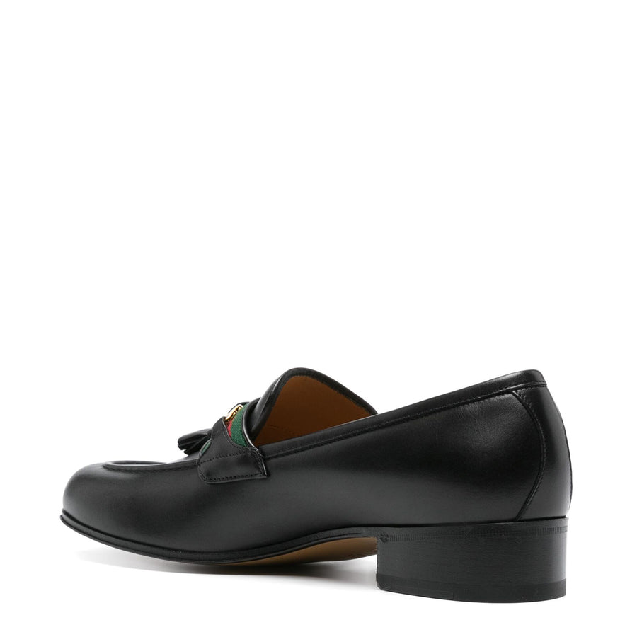 Leather Web Detailed Loafers