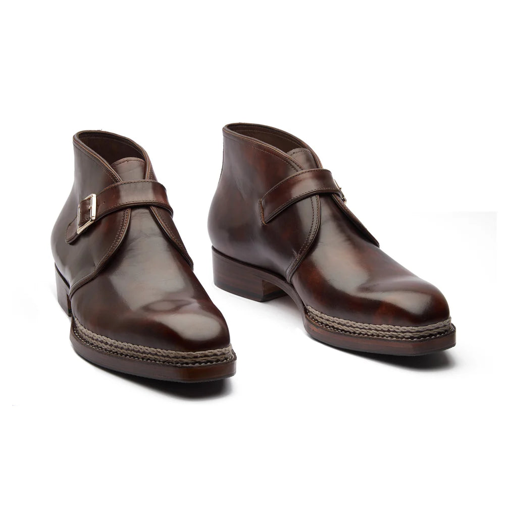 Premium Leather Single Monk Chukkas Boots