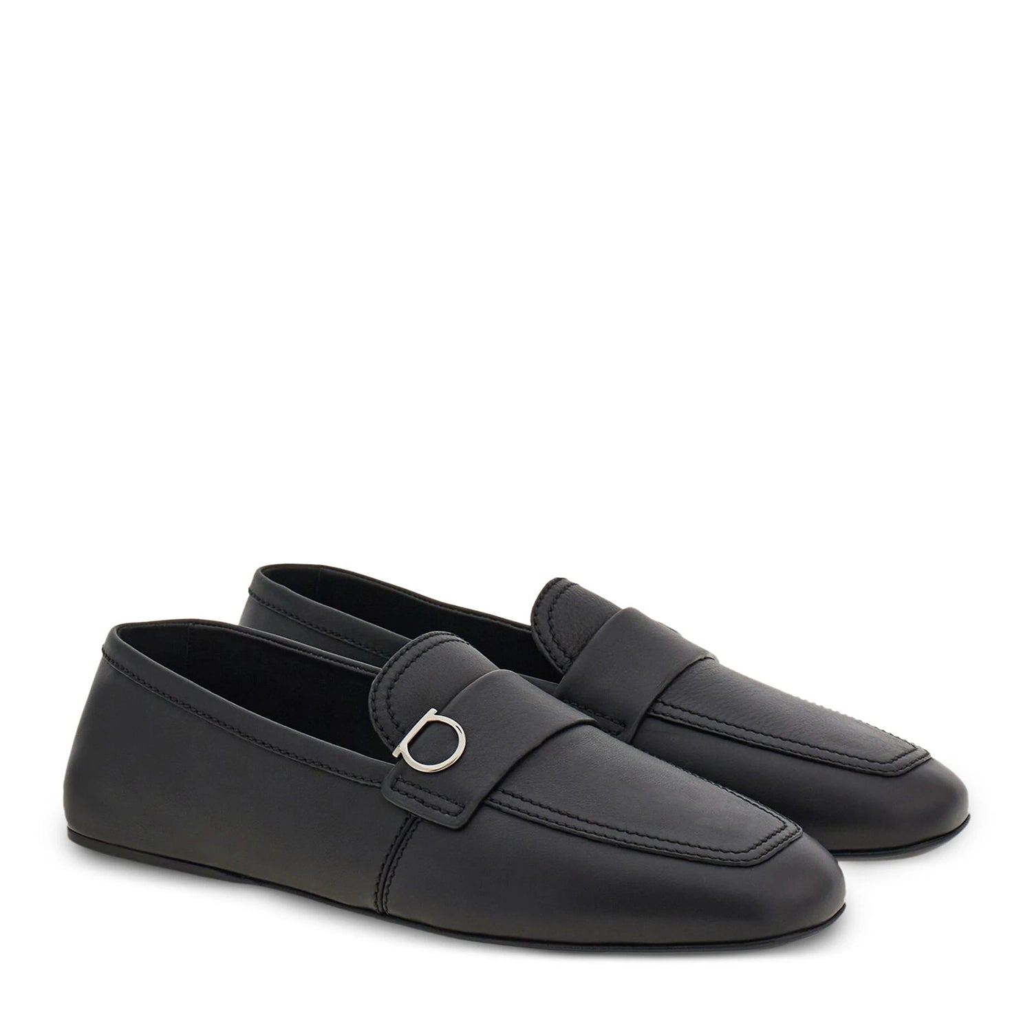 Plaque Leather Loafers